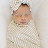 Taupe Stripe Ribbed Bamboo Head Wrap