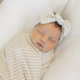 Taupe Stripe Ribbed Bamboo Head Wrap