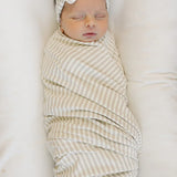 Taupe Stripe Ribbed Bamboo Head Wrap