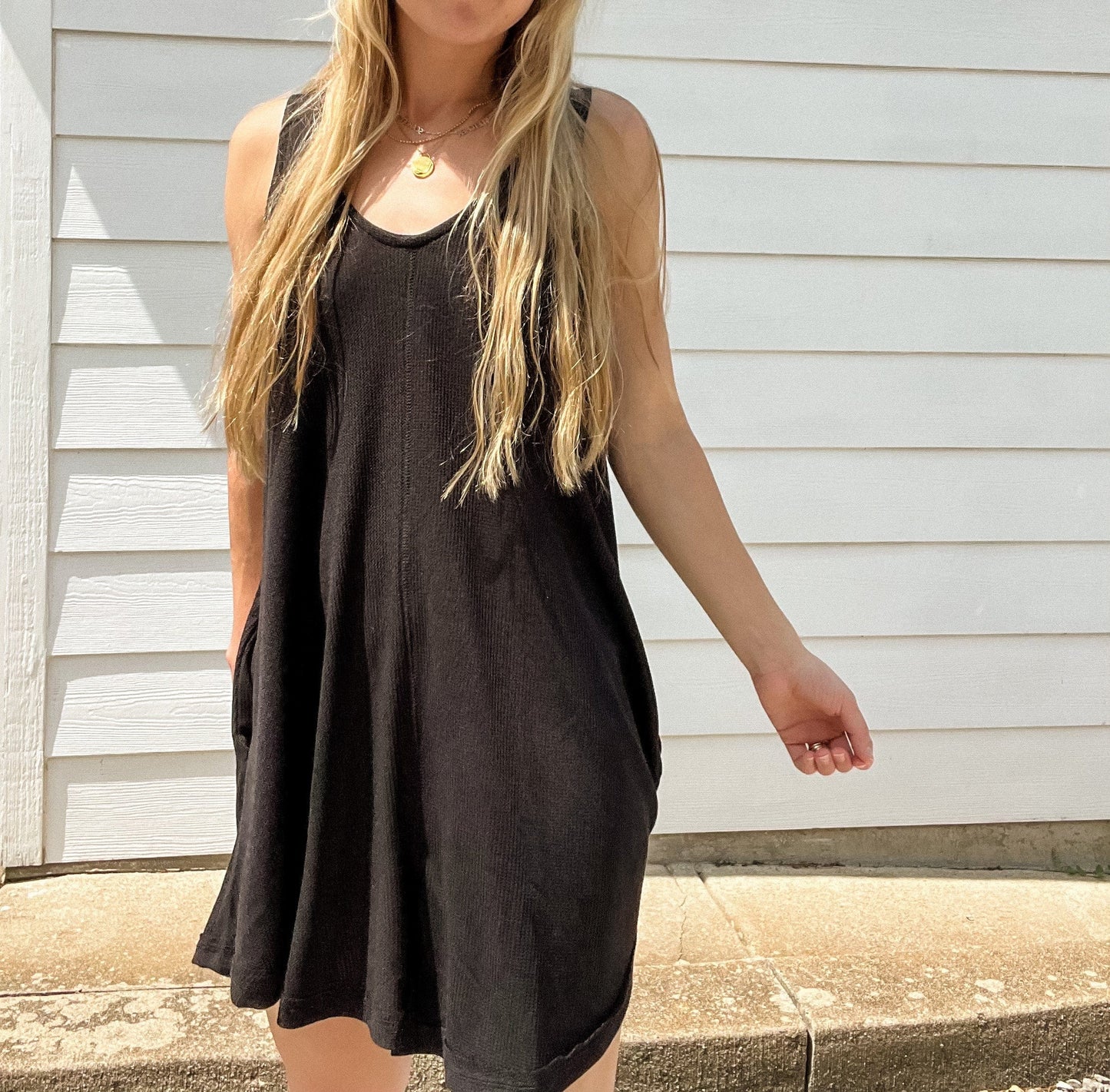 Sleeveless Solid Romper with Pockets