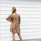 Tan Floral Mini Dress