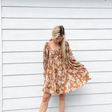 Tan Floral Mini Dress