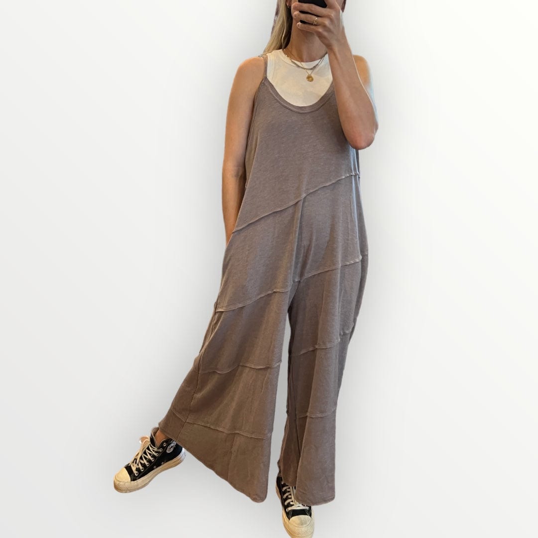 Mocha Jumpsuit with Pockets