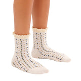 Free People Ivory Rosebud Waffle Knit Ankle