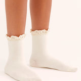 Free People Ivory Beloved Waffle Knit Ankle Socks