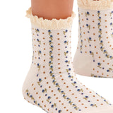 Free People Ivory Rosebud Waffle Knit Ankle