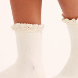 Free People Ivory Beloved Waffle Knit Ankle Socks