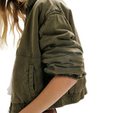 Free People Olive Birdie Washed Jacket