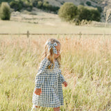 Blue Plaid Ruffle Collar Dress