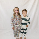 Green Stripe Collared French Terry Set