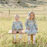 Blue Paid Ruffle Collar Bubble Romper