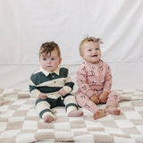 Green Stripe Collared French Terry Set