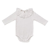 White Ribbed Ruffle Bodysuit