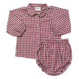 Red Gingham Peter Pan Collar Bloomer Set