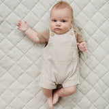 Tan Stripe Short Overalls