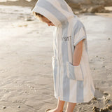 Seaside Stripe Zip-Up Organic Cotton Beach Poncho