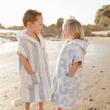 Seaside Stripe Zip-Up Organic Cotton Beach Poncho