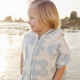 Coastal Floral Zip-Up Organic Cotton Beach Poncho
