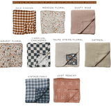 Custom Embroidered Name Boho Baby Muslin Quilt Blanket // Mudcloth // Floral // You Pick Color