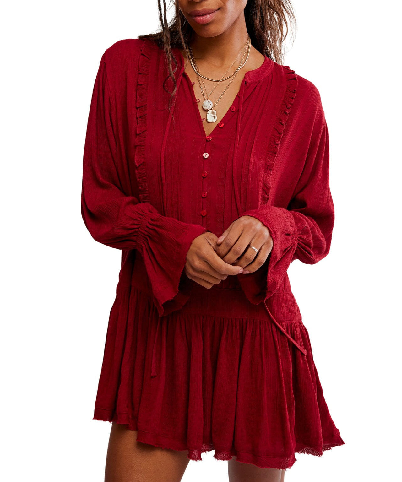 Free People Red Dahlia Haute Heirloom Mini Dress – Wild Kard Vintage