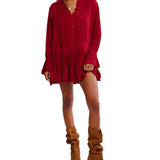 Free People Red Dahlia Haute Heirloom Mini Dress