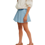 Free People Capri Blue Paradise Found Denim Skort