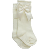 Cream Mebie High Rise Bow Socks