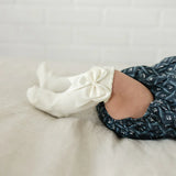 Cream Mebie High Rise Bow Socks