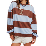 Periwinkle Classic Striped Oversized Crewneck