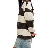 Free People Black Classic Stripe Crewneck