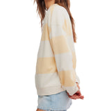 Free People Apricot Classic Stripe Crewneck