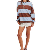 Periwinkle Classic Striped Oversized Crewneck