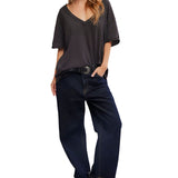 Free People Black Nina V-Neck Tee