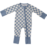 Blue Checkered Bamboo Zipper