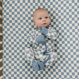 Blue Checkered Bamboo Zipper