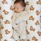 Taupe Stripe Ribbed Bamboo Zipper
