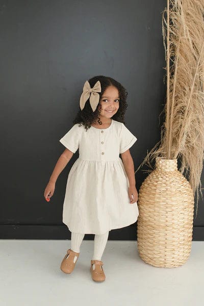 Mebie Baby Oatmeal Linen Cotton Dress