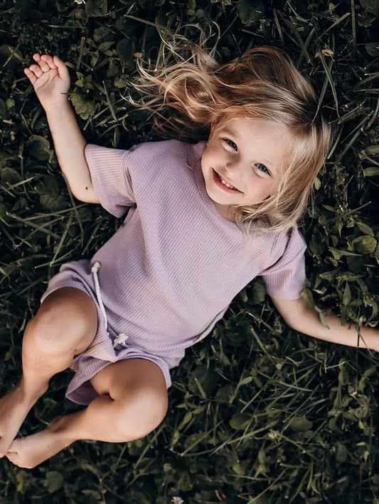 Summer Waffle Toddler Top & Bottom Set- Wild Orchid