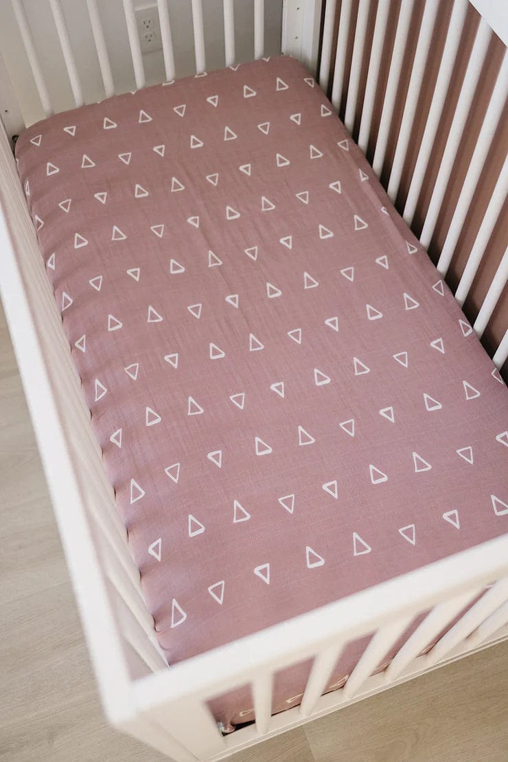 Blush Triangle Muslin Crib Sheet