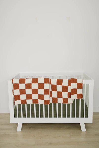 Mebie Baby Rust Checkered Plush Blanket