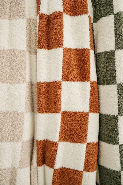 Mebie Baby Rust Checkered Plush Blanket