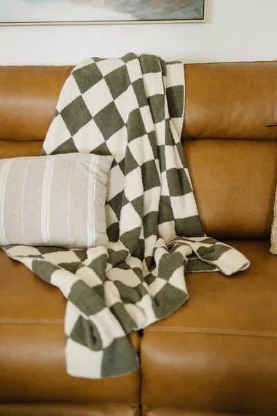 Mebie Baby Green Checkered Plush Blanket