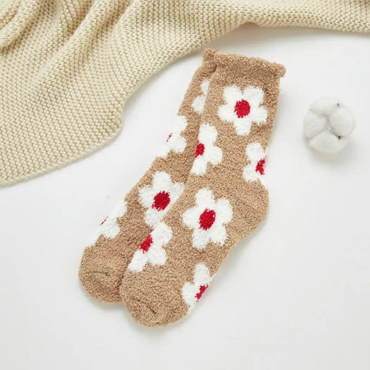 Two Tone Floral Winter Socks