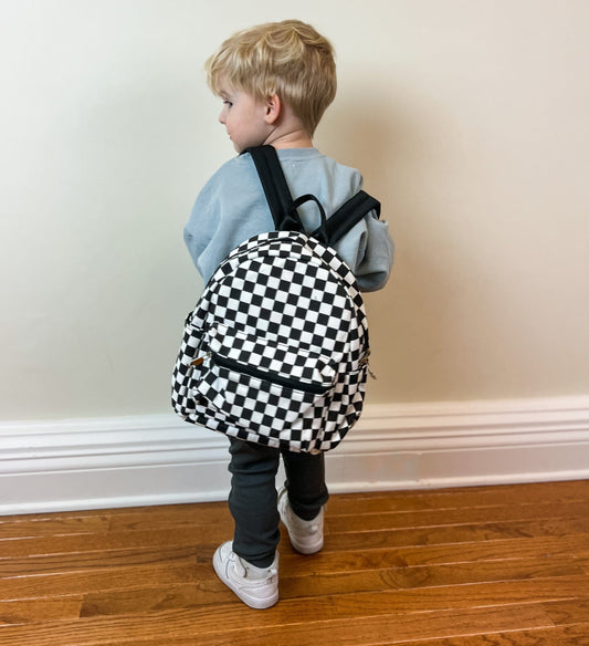 Black and. White Checkered Canvas Mini Bag