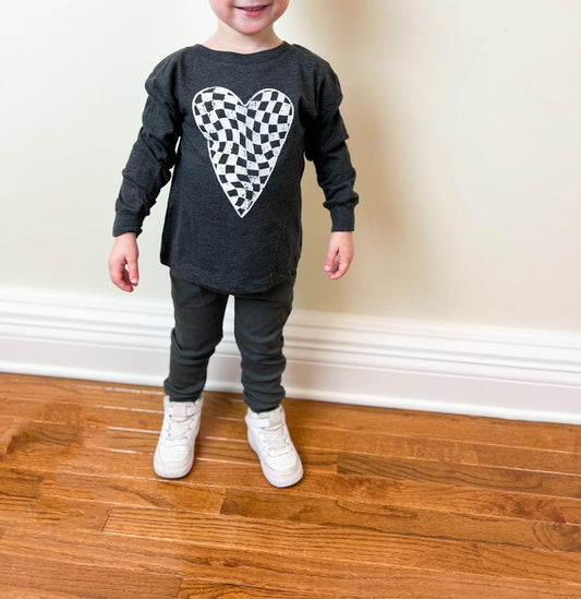 Long Sleeve Check Heart Shirt