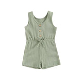 Green Ribbed Knit Romper