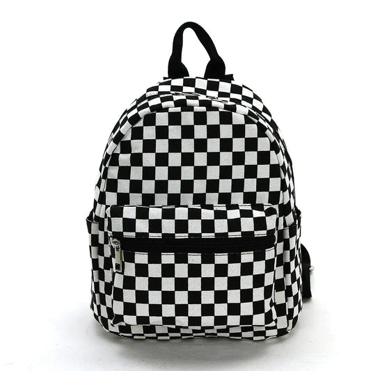 Black and. White Checkered Canvas Mini Bag