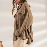 FRAY HEM BUTTON UP SHACKET