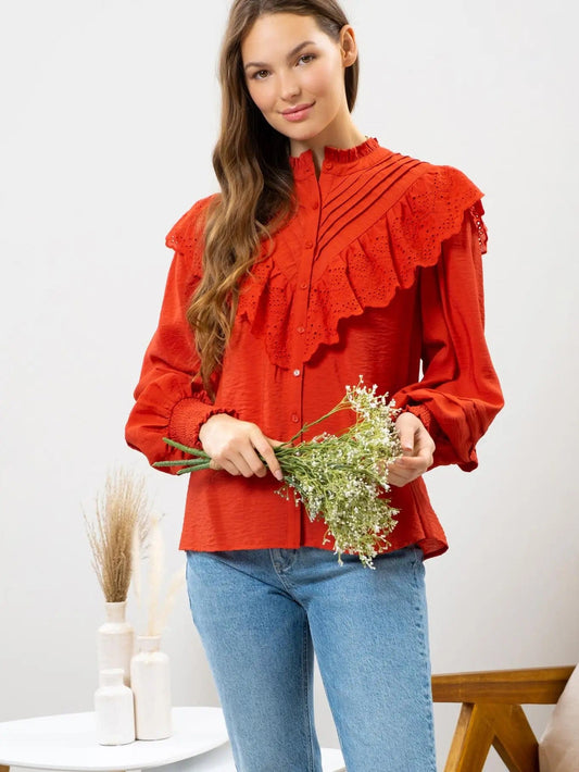 Eyelet Detail Button Up