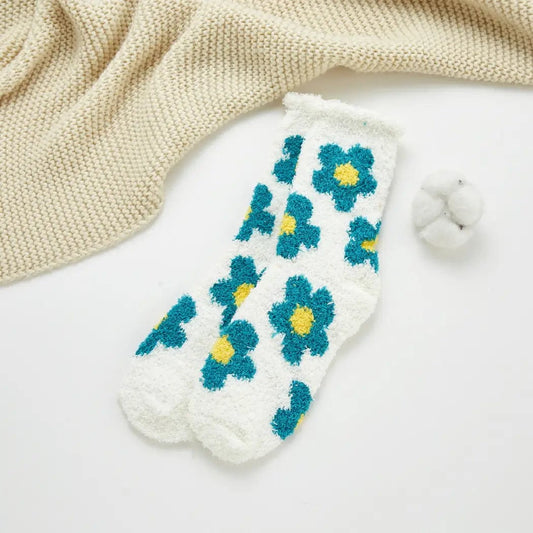 Two Tone Floral Winter Socks